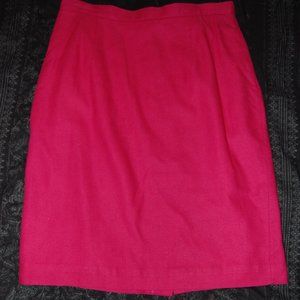 Vintage raw silk hot pink pencil skirt sz 14